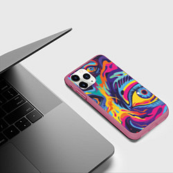 Чехол iPhone 11 Pro матовый Глаза вселенной, цвет: 3D-малиновый — фото 2
