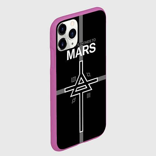 Чехол iPhone 11 Pro матовый 30 Seconds to Mars - poster / 3D-Фиолетовый – фото 2