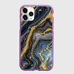Чехол iPhone 11 Pro матовый Золотые диагонали, цвет: 3D-фиолетовый
