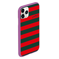 Чехол iPhone 11 Pro матовый Полосы Фредди Крюгера, цвет: 3D-фиолетовый — фото 2
