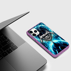 Чехол iPhone 11 Pro матовый Neon glow - Metallica, цвет: 3D-фиолетовый — фото 2