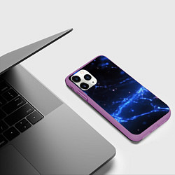 Чехол iPhone 11 Pro матовый Синий ток абстракция, цвет: 3D-фиолетовый — фото 2