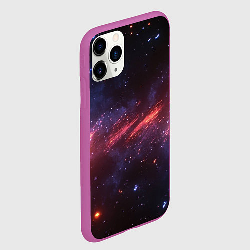 Чехол iPhone 11 Pro матовый Космическое свечение текстура / 3D-Фиолетовый – фото 2