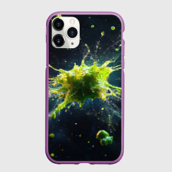 Чехол iPhone 11 Pro матовый Зеленая частица слизи, цвет: 3D-фиолетовый
