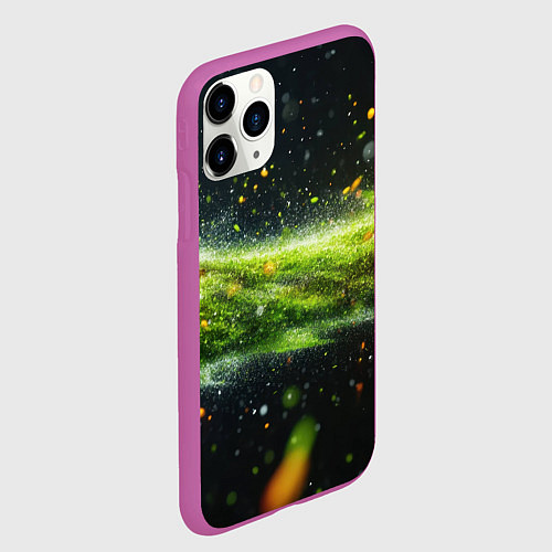 Чехол iPhone 11 Pro матовый Текстурная зеленая абстракция / 3D-Фиолетовый – фото 2