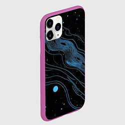 Чехол iPhone 11 Pro матовый Синие тонкие линии, цвет: 3D-фиолетовый — фото 2