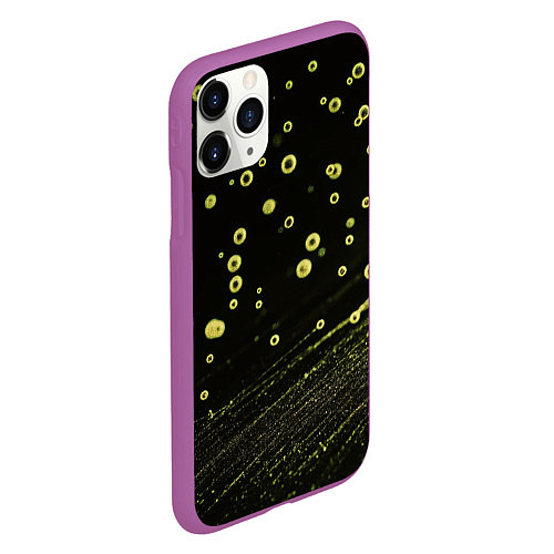 Чехол iPhone 11 Pro матовый Зелены пузырьки и линии абстракция / 3D-Фиолетовый – фото 2