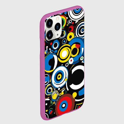 Чехол iPhone 11 Pro матовый Абстракция геометрическая / 3D-Фиолетовый – фото 2