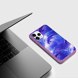 Чехол iPhone 11 Pro матовый Дельфины в волшебном море паттерн, цвет: 3D-фиолетовый — фото 2
