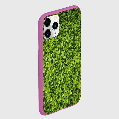 Чехол iPhone 11 Pro матовый Зеленая трава / 3D-Фиолетовый – фото 2