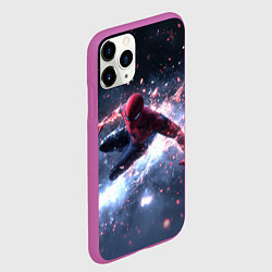 Чехол iPhone 11 Pro матовый Человек - паук в полете, цвет: 3D-фиолетовый — фото 2