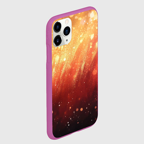 Чехол iPhone 11 Pro матовый Желто-красная текстура блестящая / 3D-Фиолетовый – фото 2