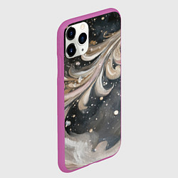 Чехол iPhone 11 Pro матовый Бежевый объемный узор, цвет: 3D-фиолетовый — фото 2