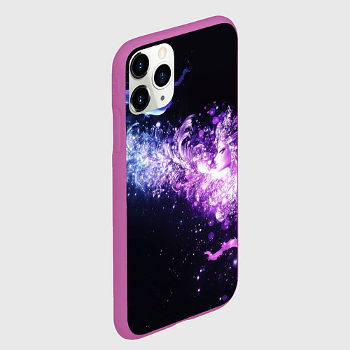 Чехол iPhone 11 Pro матовый Фиолетово-синяя абстрактная волна / 3D-Фиолетовый – фото 2