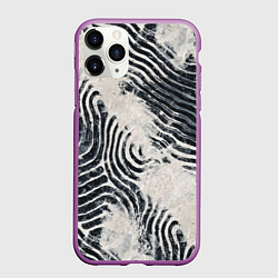 Чехол iPhone 11 Pro матовый Текстура гранж - абстрактные линии, цвет: 3D-фиолетовый