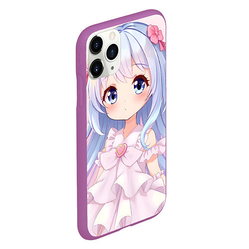 Чехол iPhone 11 Pro матовый Аниме в стиле каваи / 3D-Фиолетовый – фото 2