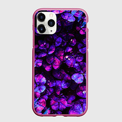 Чехол iPhone 11 Pro матовый Флуоресцентные цветы, цвет: 3D-малиновый