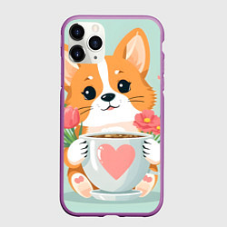 Чехол iPhone 11 Pro матовый Корги с поздравлениями - 8 марта, цвет: 3D-фиолетовый