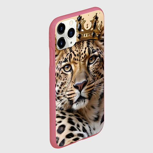 Чехол iPhone 11 Pro матовый Королевский леопард / 3D-Малиновый – фото 2
