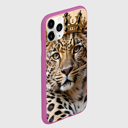 Чехол iPhone 11 Pro матовый Королевский леопард / 3D-Фиолетовый – фото 2