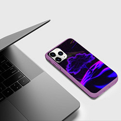 Чехол iPhone 11 Pro матовый Дерево и звездопад неоновый космос, цвет: 3D-фиолетовый — фото 2