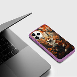 Чехол iPhone 11 Pro матовый Лис в лесной чаще, цвет: 3D-фиолетовый — фото 2