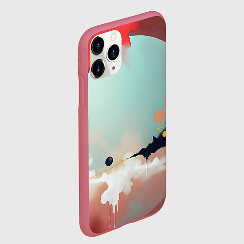 Чехол iPhone 11 Pro матовый Сюрреалистичная абстракция / 3D-Малиновый – фото 2