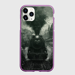 Чехол iPhone 11 Pro матовый Ретро иллюстрация паровоза, цвет: 3D-фиолетовый