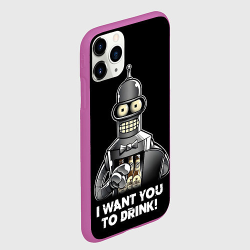 Чехол iPhone 11 Pro матовый Бендер - я хочу с тобой выпить / 3D-Фиолетовый – фото 2