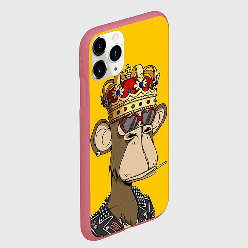 Чехол iPhone 11 Pro матовый NFT ape king / 3D-Малиновый – фото 2