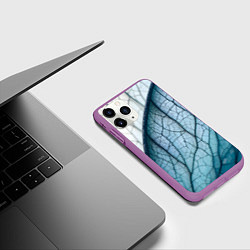 Чехол iPhone 11 Pro матовый Листья с прожилками, цвет: 3D-фиолетовый — фото 2
