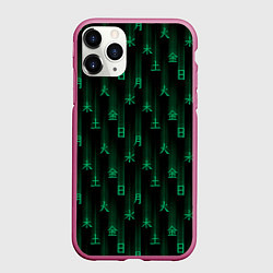Чехол iPhone 11 Pro матовый Паттерн с днями недели зелеными иероглифами, цвет: 3D-малиновый