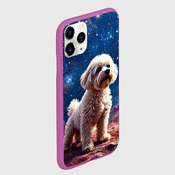 Чехол iPhone 11 Pro матовый Бишон в космосе, цвет: 3D-фиолетовый — фото 2