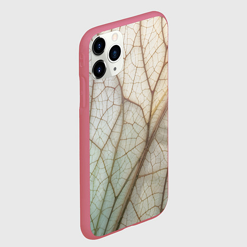 Чехол iPhone 11 Pro матовый Прожилки листика / 3D-Малиновый – фото 2
