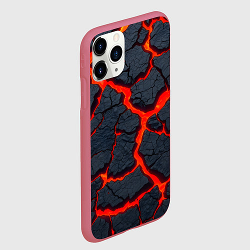 Чехол iPhone 11 Pro матовый Текущая в породе лава / 3D-Малиновый – фото 2