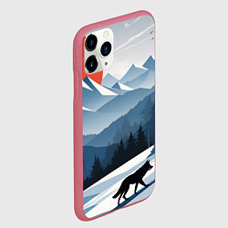 Чехол iPhone 11 Pro матовый Лиса в горах, цвет: 3D-малиновый — фото 2