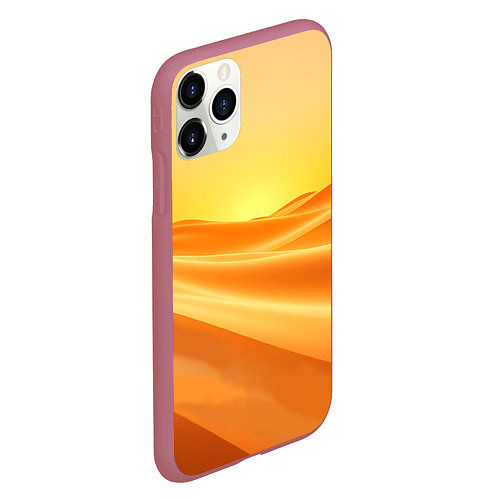 Чехол iPhone 11 Pro матовый Золотые пески / 3D-Малиновый – фото 2