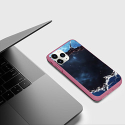Чехол iPhone 11 Pro матовый Объемная дыра в стене текстура, цвет: 3D-малиновый — фото 2