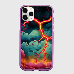 Чехол iPhone 11 Pro матовый Молнии в виде разлома, цвет: 3D-фиолетовый