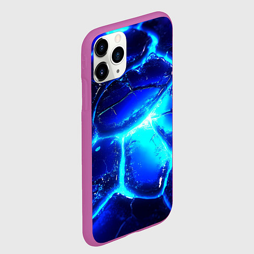 Чехол iPhone 11 Pro матовый Синие плиты лед / 3D-Фиолетовый – фото 2