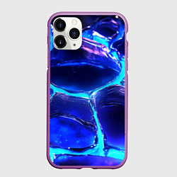 Чехол iPhone 11 Pro матовый Объемные плиты в неоновом свечение, цвет: 3D-фиолетовый