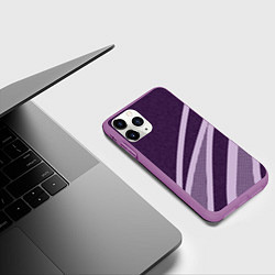 Чехол iPhone 11 Pro матовый Фиолетовый абстрактный с полосой, цвет: 3D-фиолетовый — фото 2
