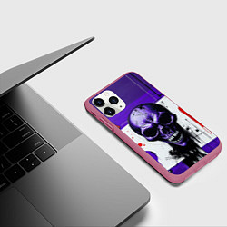Чехол iPhone 11 Pro матовый Пурпурный зловещий череп, цвет: 3D-малиновый — фото 2
