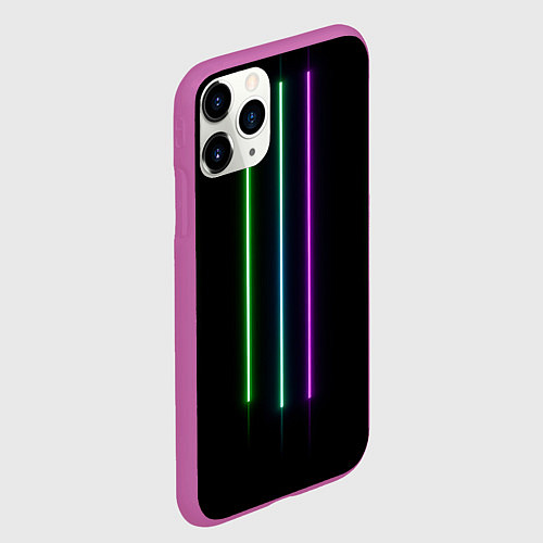 Чехол iPhone 11 Pro матовый Neon stripes / 3D-Фиолетовый – фото 2