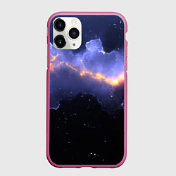 Чехол iPhone 11 Pro матовый Молния в фиолетовом небе текстура