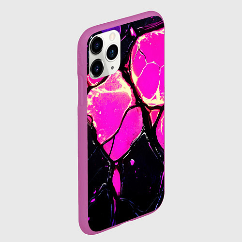 Чехол iPhone 11 Pro матовый Розовые пятна в текстуре / 3D-Фиолетовый – фото 2