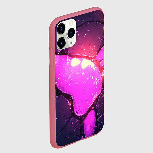 Чехол iPhone 11 Pro матовый Розовая текстура разлом плит / 3D-Малиновый – фото 2