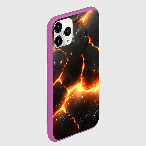 Чехол iPhone 11 Pro матовый Лава и разлом плит / 3D-Фиолетовый – фото 2