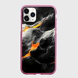Чехол iPhone 11 Pro матовый Черная потертая текстура с лавой