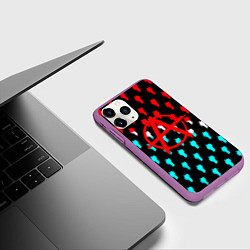 Чехол iPhone 11 Pro матовый Анархия человечки паттерн, цвет: 3D-фиолетовый — фото 2